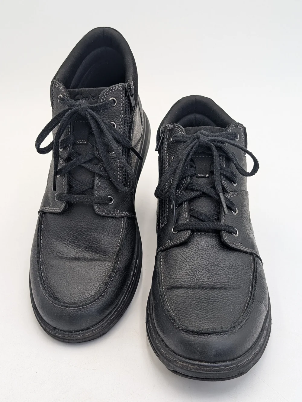 Clarks Ultimate Comfort Boots Size 11.5 Men Black Leather With Easy Side Zipper